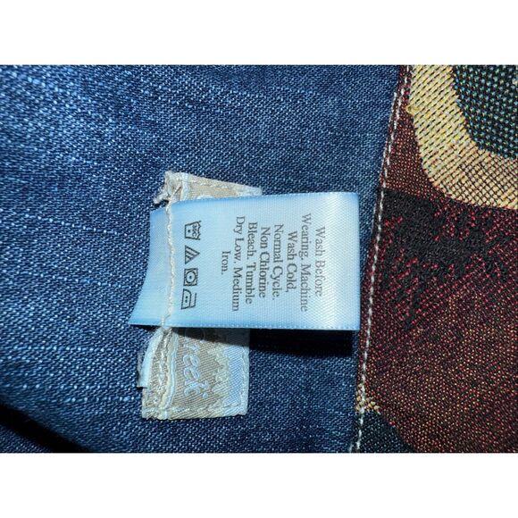 Vintage Coldwater Creek Denim Tapestry Jacket USA Flag Southwestern Western Styl - Picture 9 of 9